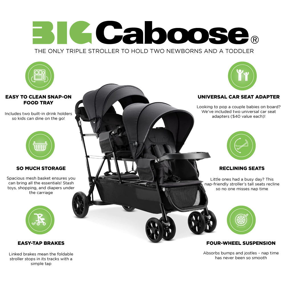 Big Caboose Triple Stroller - Jet