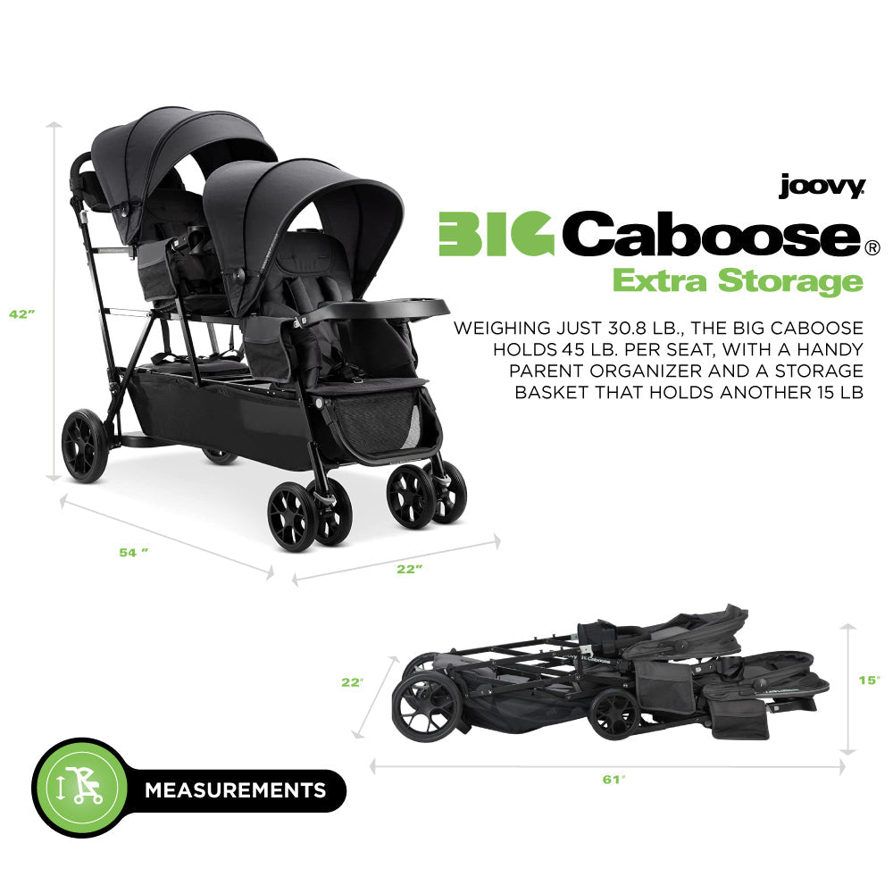 Big Caboose Triple Stroller - Jet