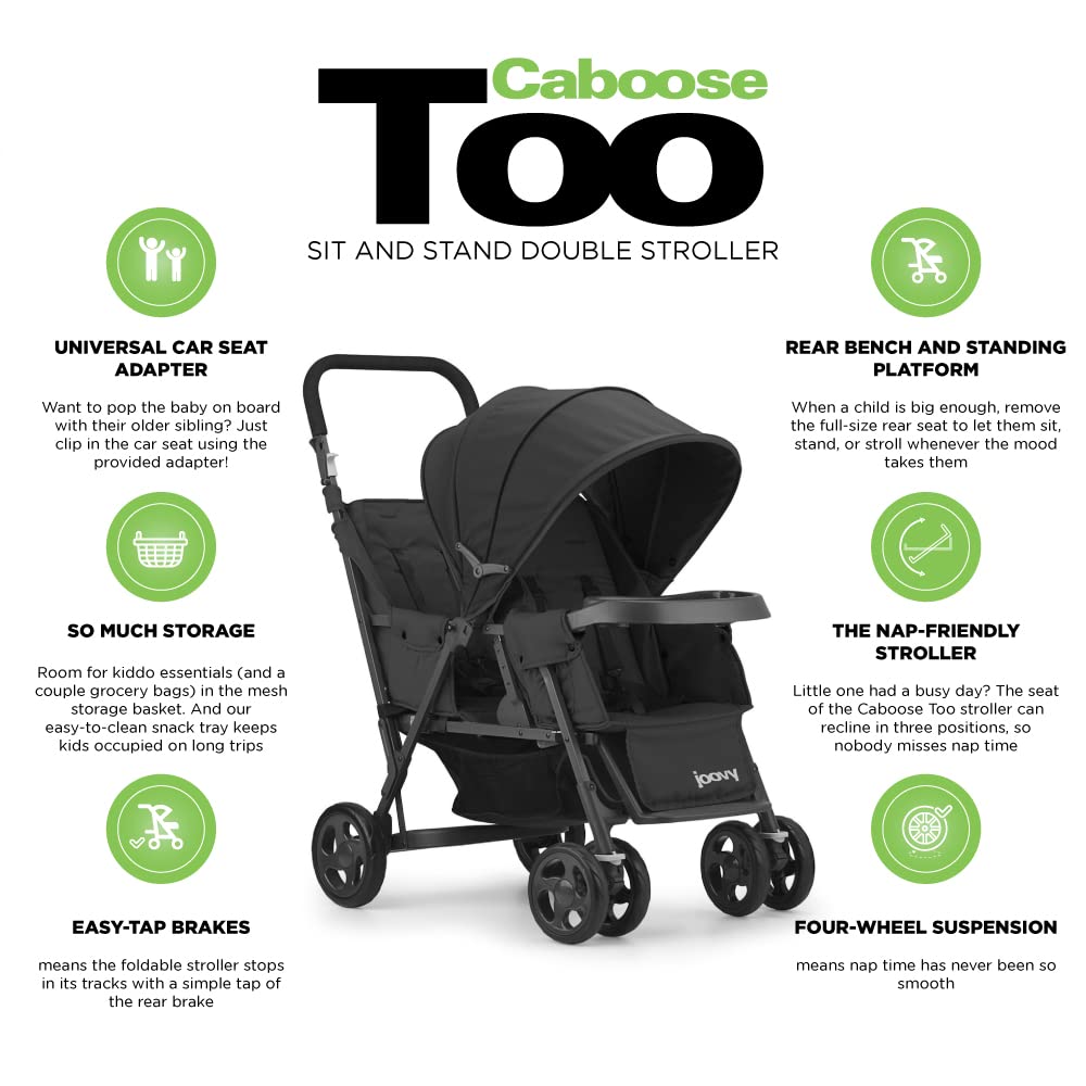 Caboose Too Sit And Stand Tandem Double Stroller - Black