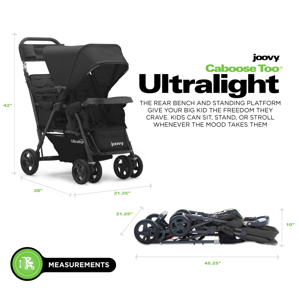 Caboose Too Ultralight Sit And Stand Tandem Double Stroller - Black