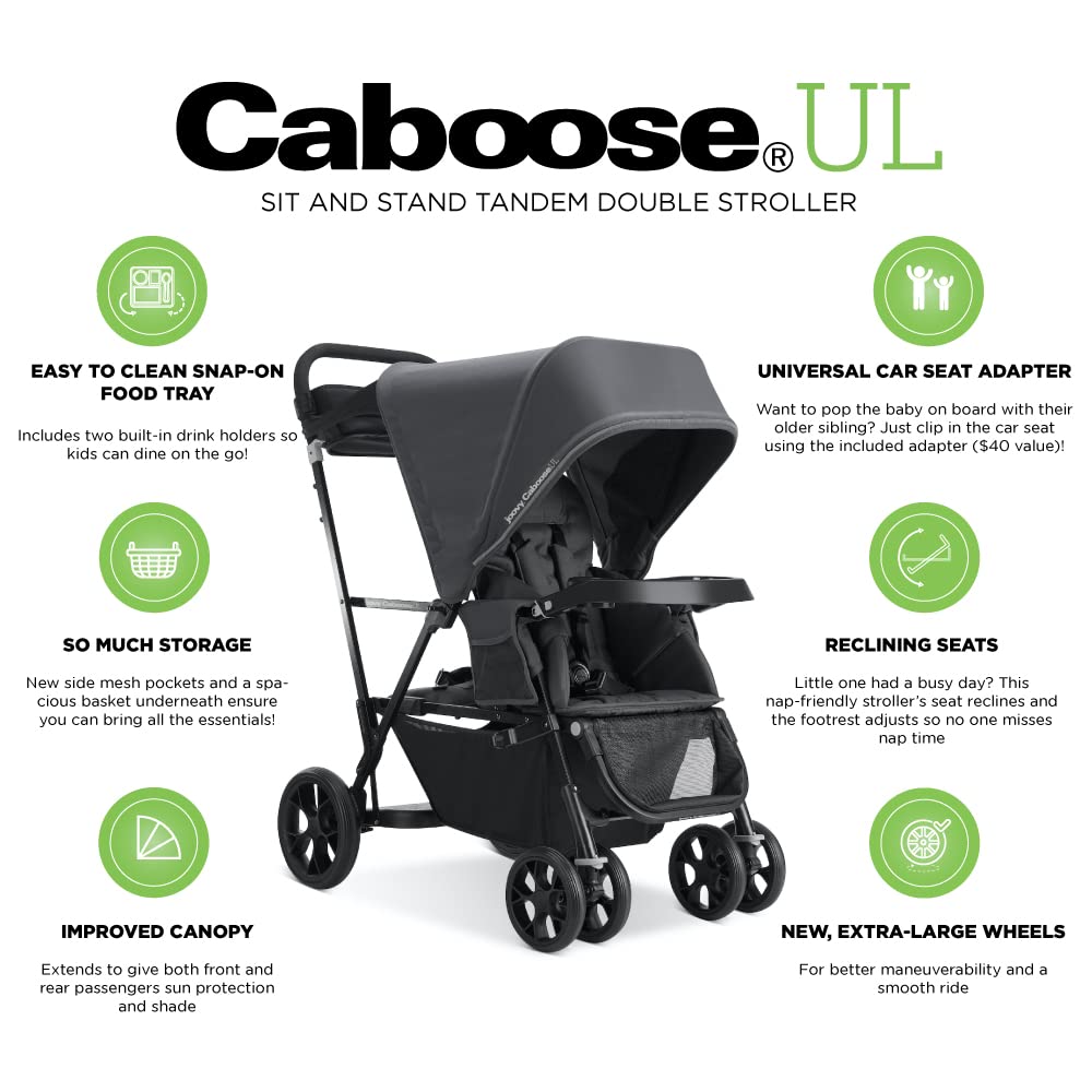 Caboose UL Sit And Stand Double Stroller - Jet