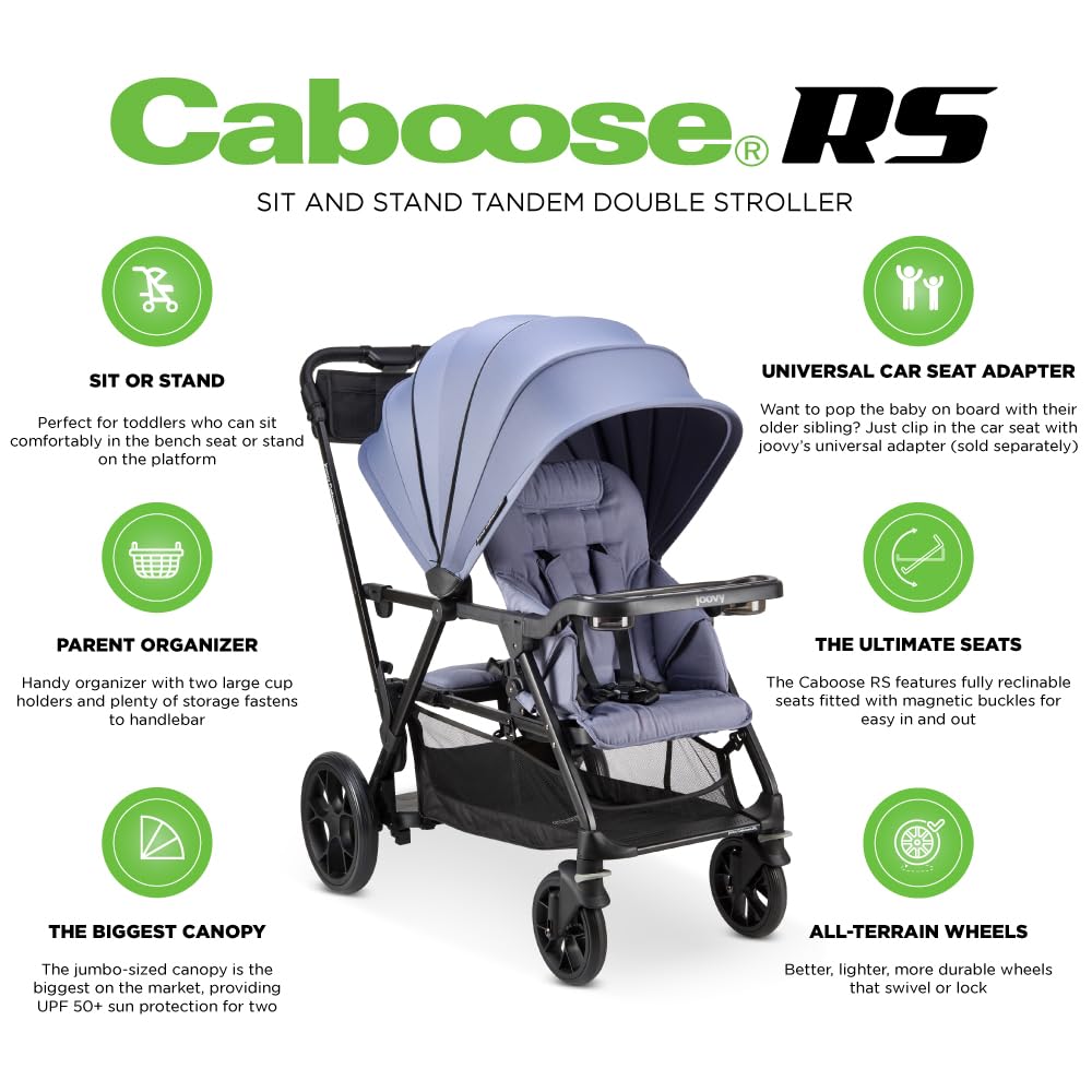 Caboose RS Premium Sit And Stand Double Stroller - Slate