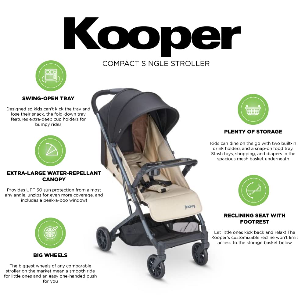 Kooper Lightweight Compact Single Stroller With Tray - Sand