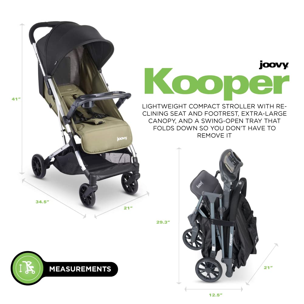 Kooper Lightweight Compact Single Stroller With Tray - Olive