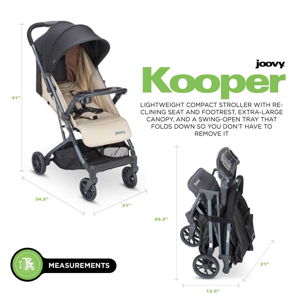 Kooper Lightweight Compact Single Stroller With Tray - Sand