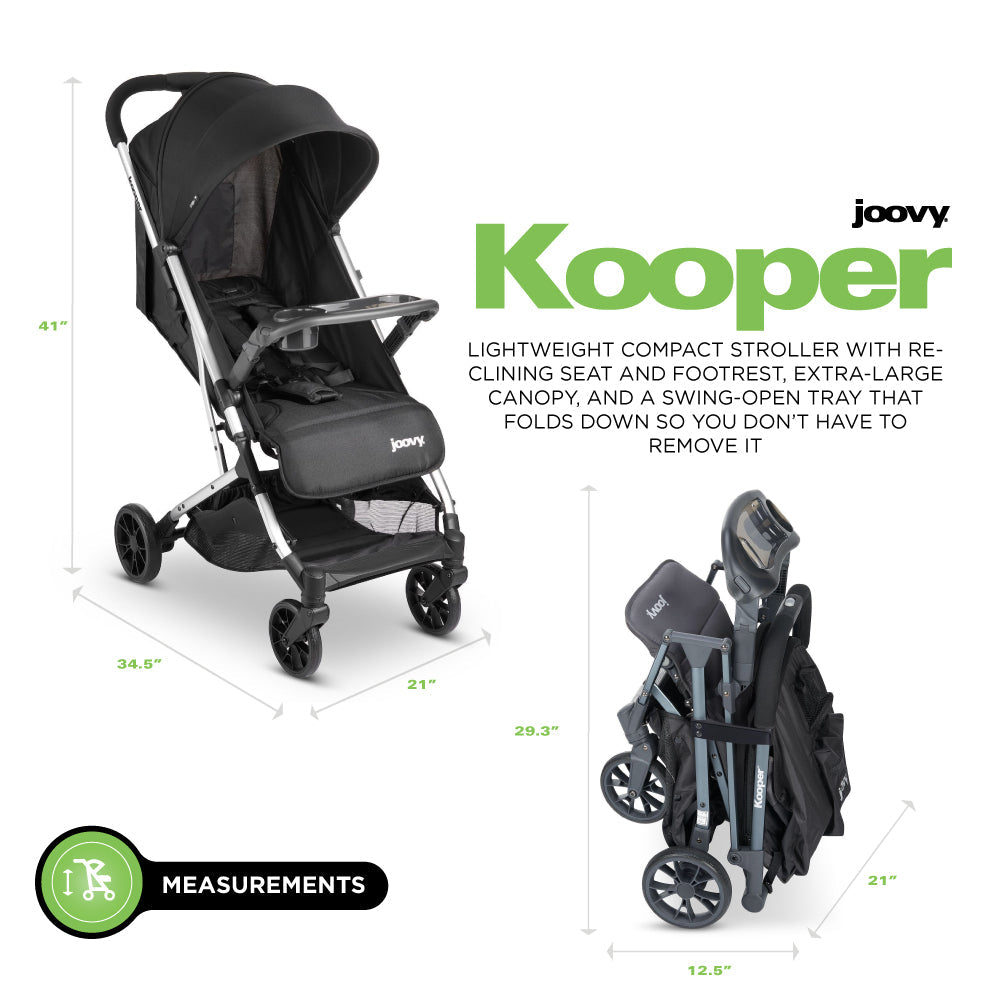 Kooper Lightweight Compact Single Stroller With Tray - Black