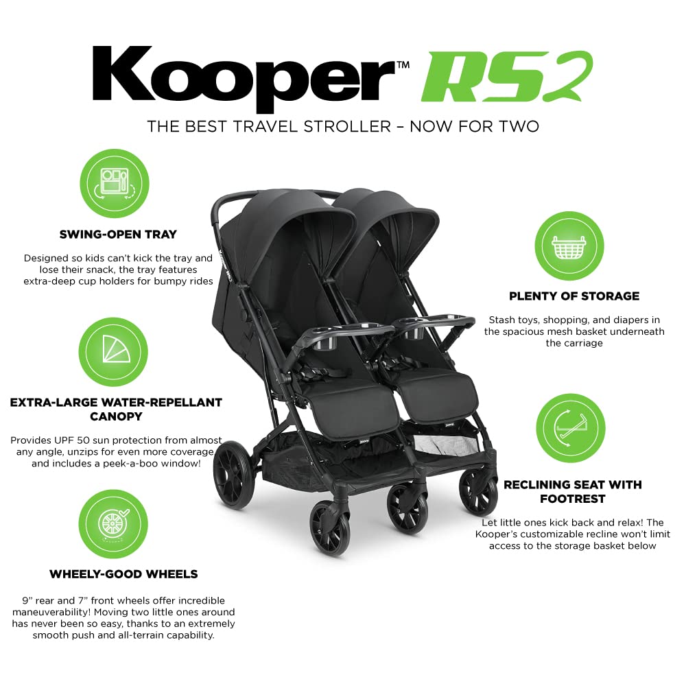 Kooper RS2 Lightweight Travel Double Stroller - Black