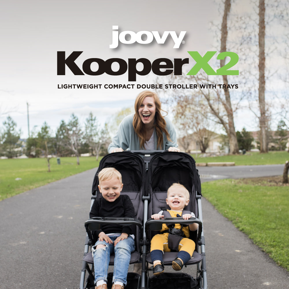 Kooper X2 Lightweight Compact Double Stroller With Trays - Olive