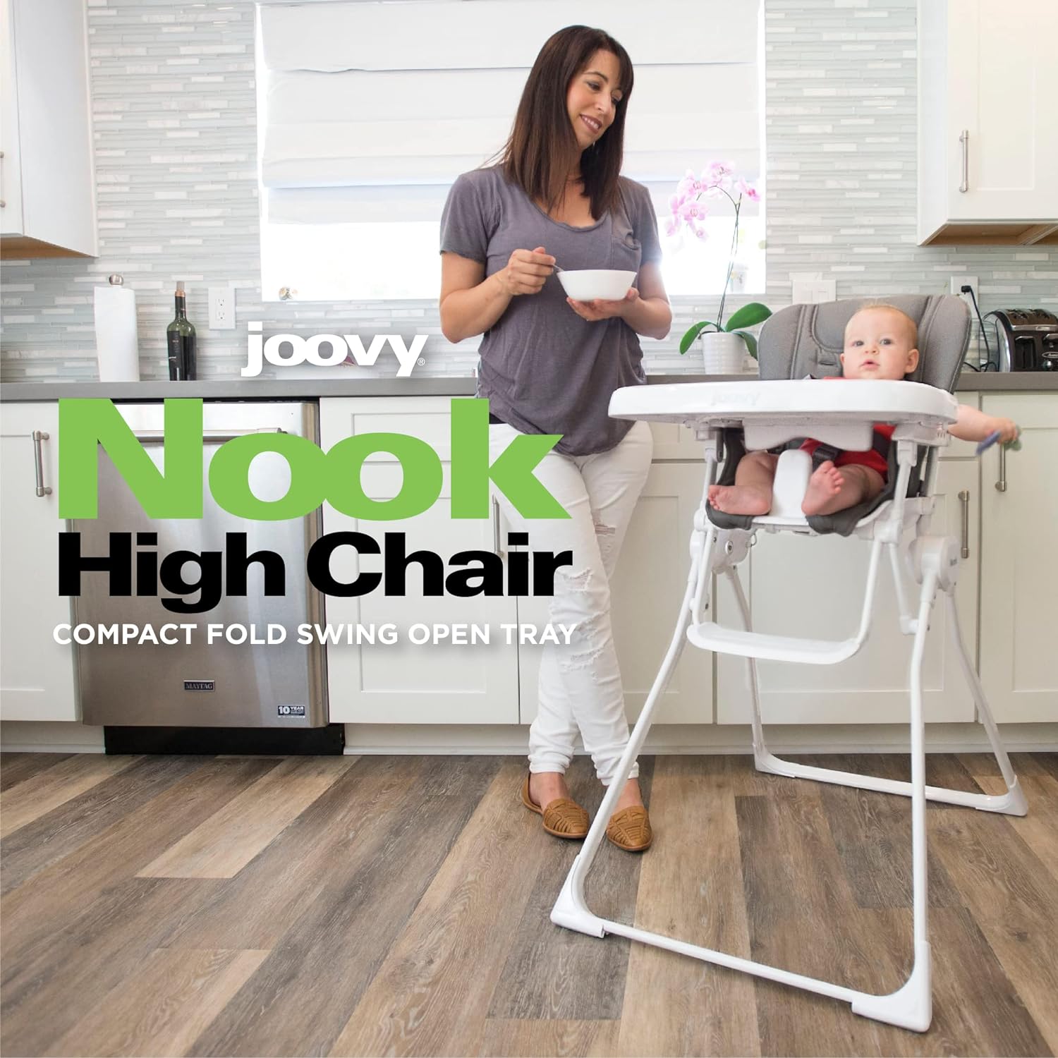 Nook Highchair Compact Fold Swing Open Tray - Black