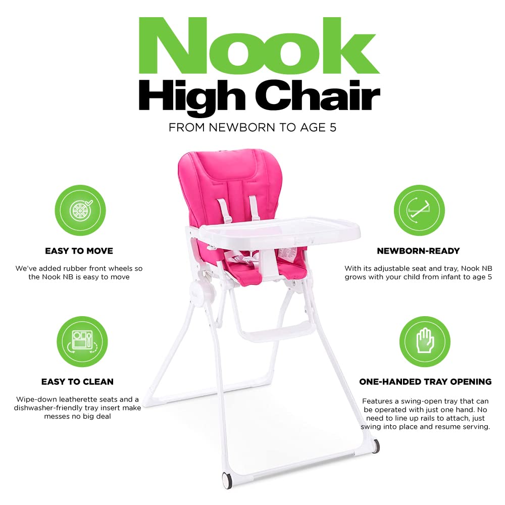 Nook NB Highchair Compact Fold Reclinable Seat - Pink Crush