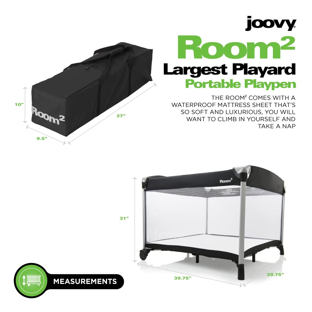 Room² Largest Playard Portable Playpen - Black