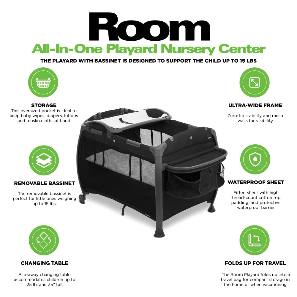 Room All-In-One Playard Nursery Center Changing Table Bassinet - Black