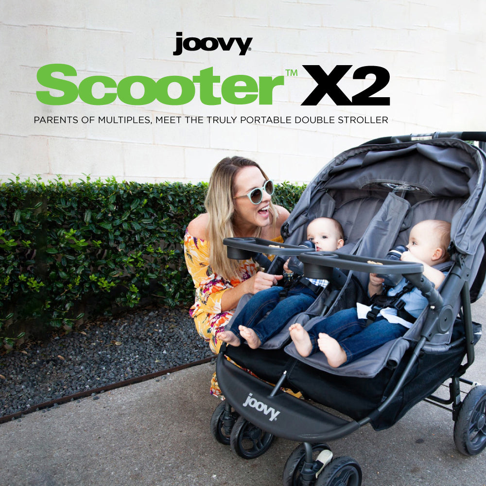 Scooter X2 With Child Tray Side By Side Double Stroller - Charcoal