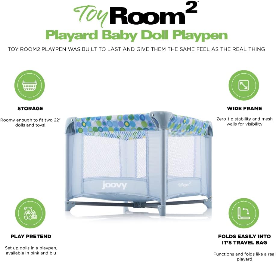 Toy Room² Playard Baby Doll Playpen - Blue
