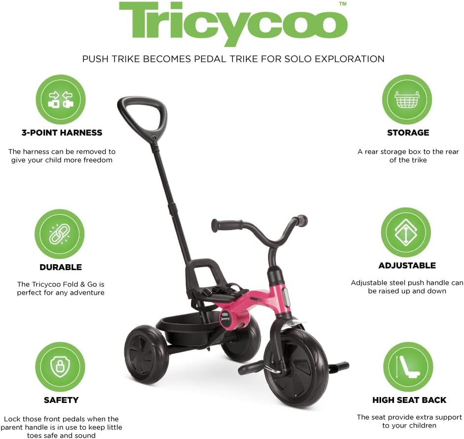 Tricycoo Fold & Go Trike - Pink Crush