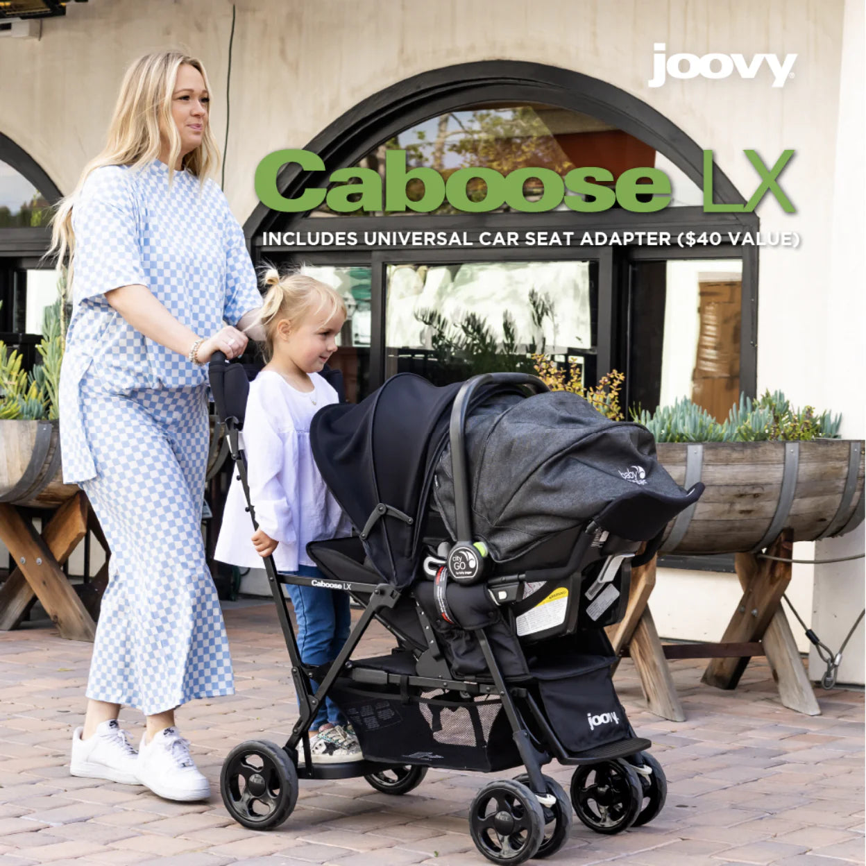 Caboose LX Sit and Stand Tandem Double Stroller - Black