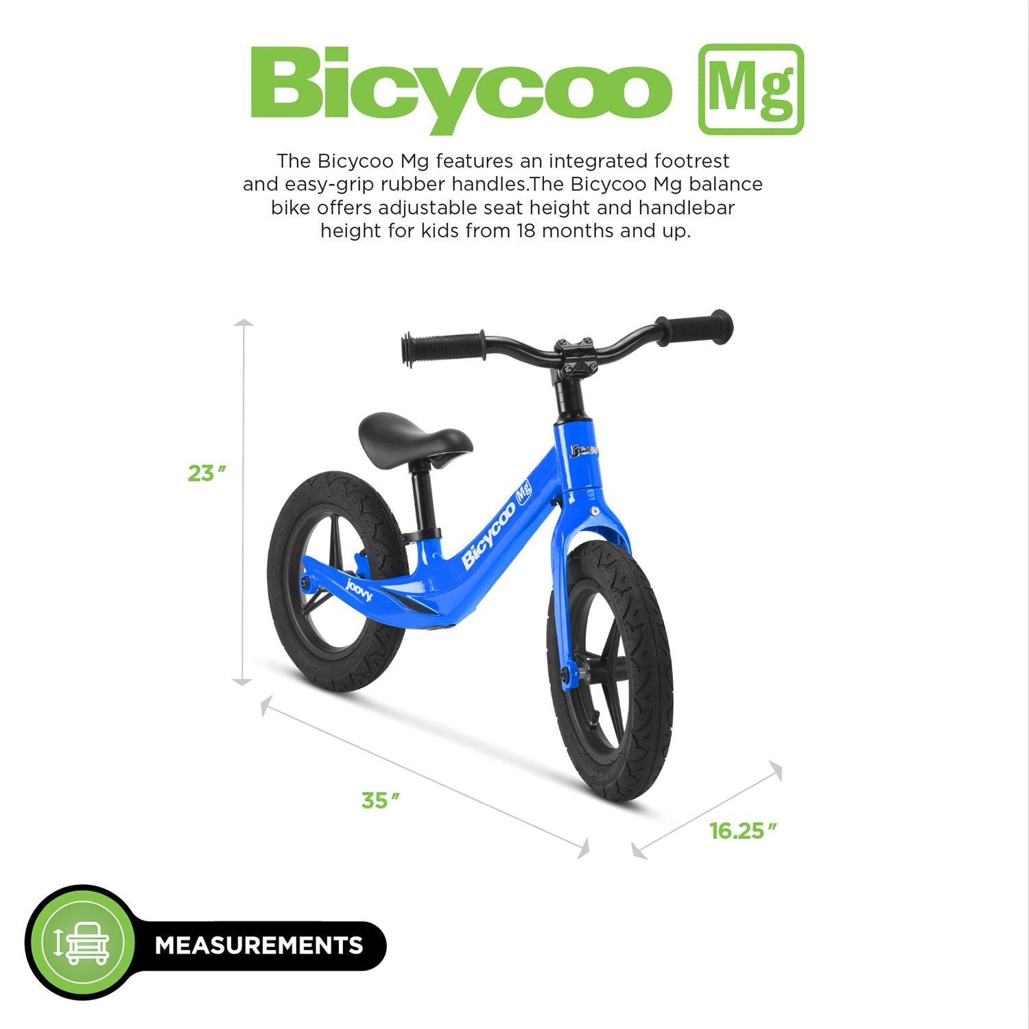 Bicycoo Mg Lightweight Eco- Friendly Training Balance Bike - Greenamole