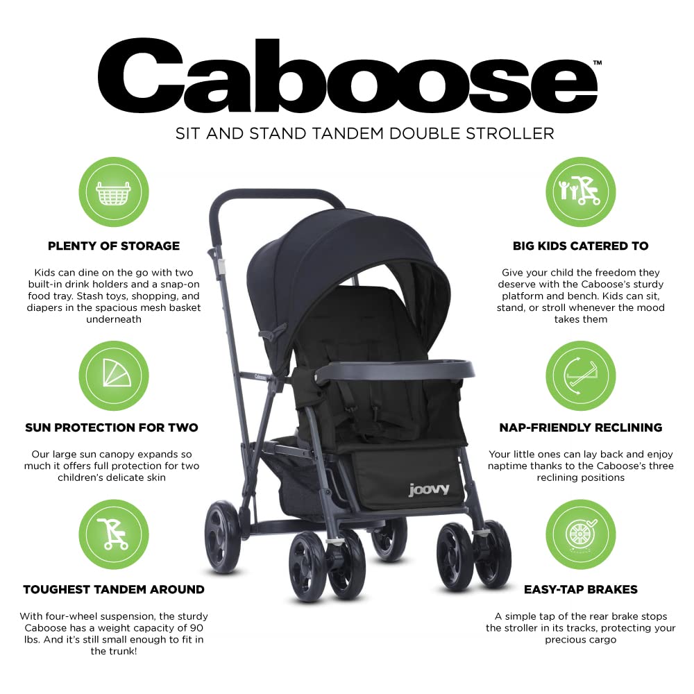 Caboose Sit And Stand Tandem Double Stroller - Black
