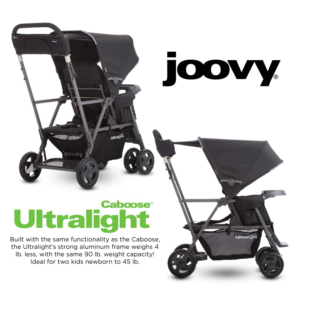 Caboose Ultralight Sit And Stand Tandem Double Stroller Black