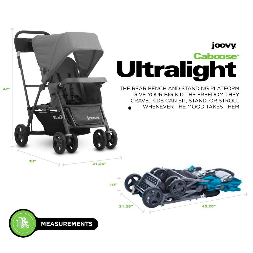 Caboose Ultralight Sit And Stand Tandem Double Stroller - Charcoal