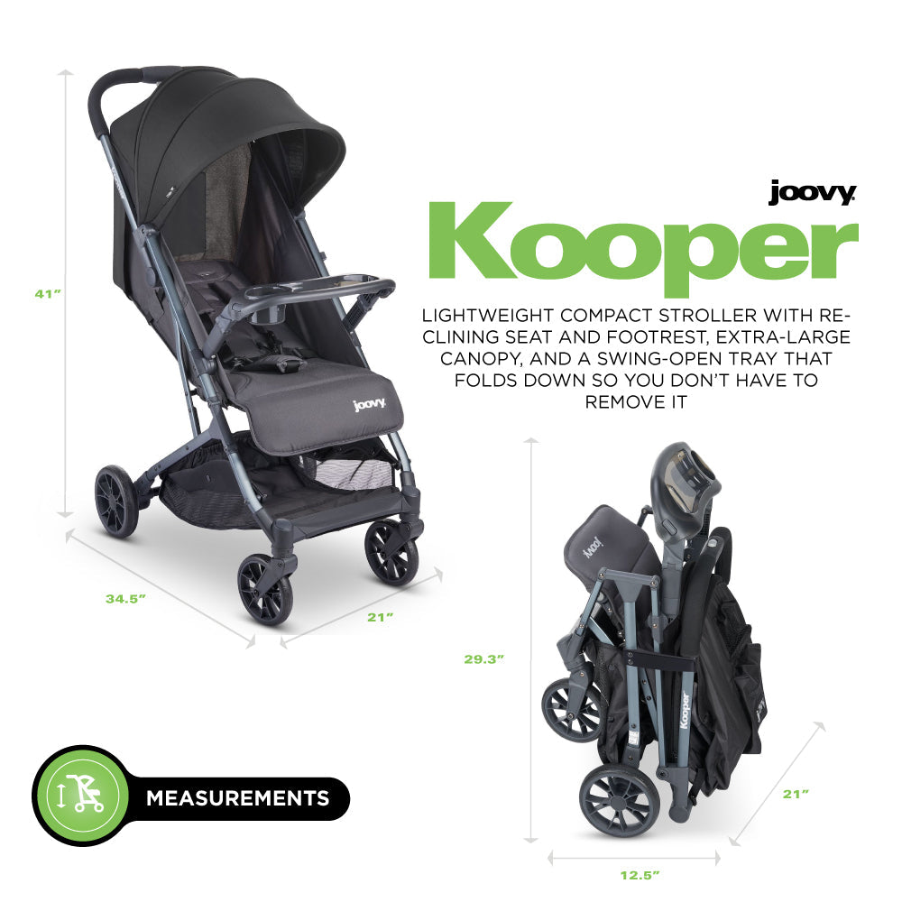 Kooper Lightweight Compact Single Stroller With Tray - Forged Iron