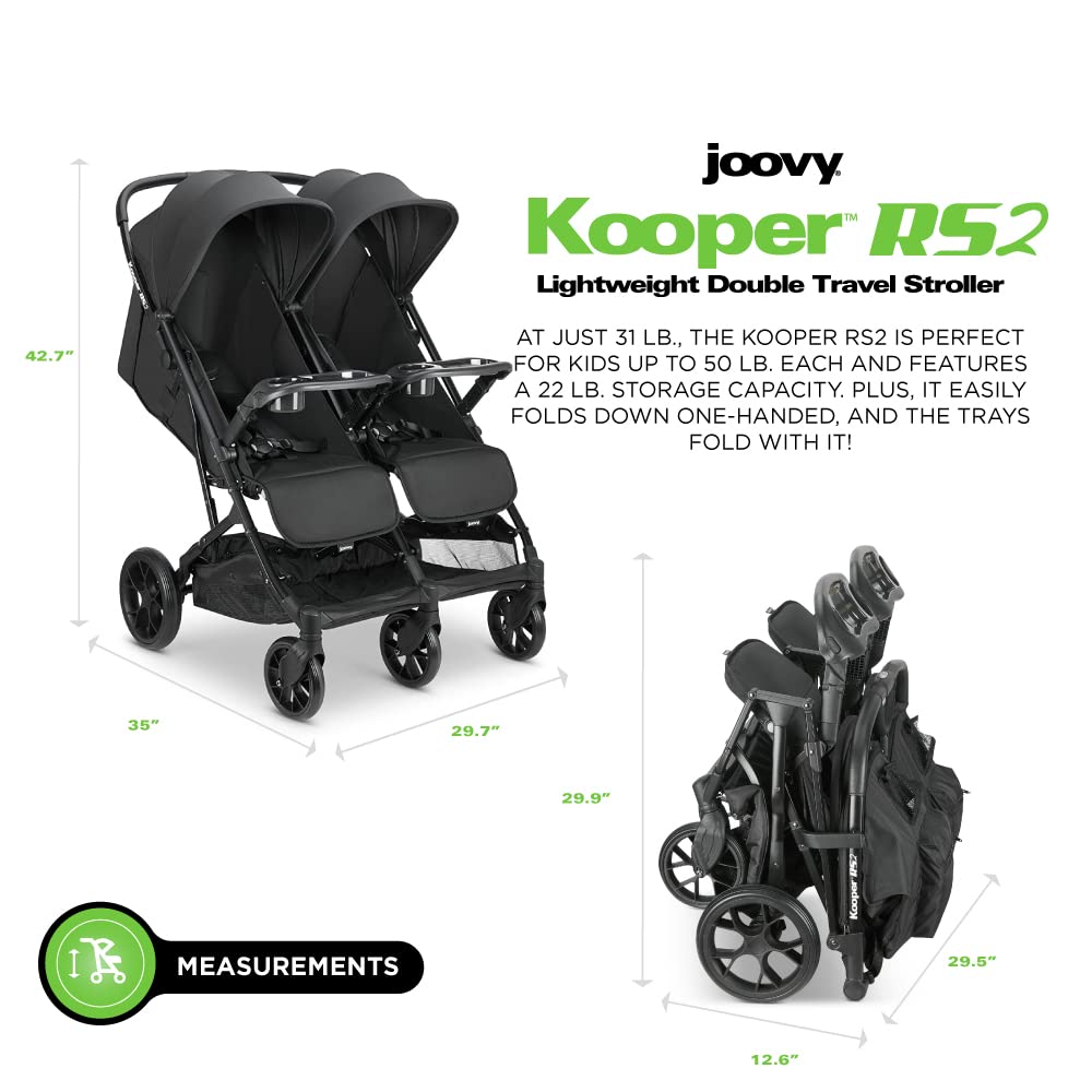 Kooper RS2 Lightweight Travel Double Stroller - Black