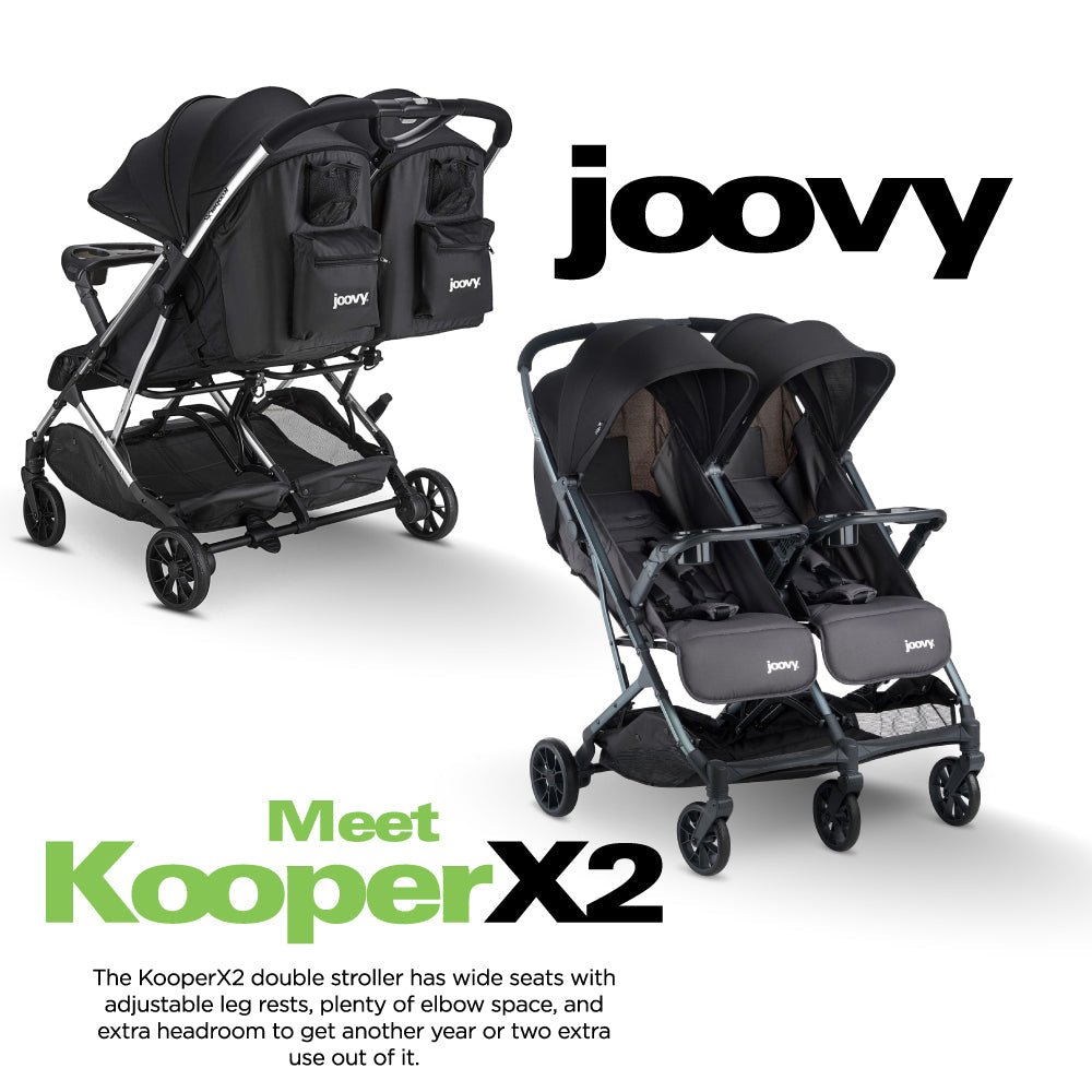 Kooper X2 Lightweight Compact Double Stroller With Trays - Forged Iron