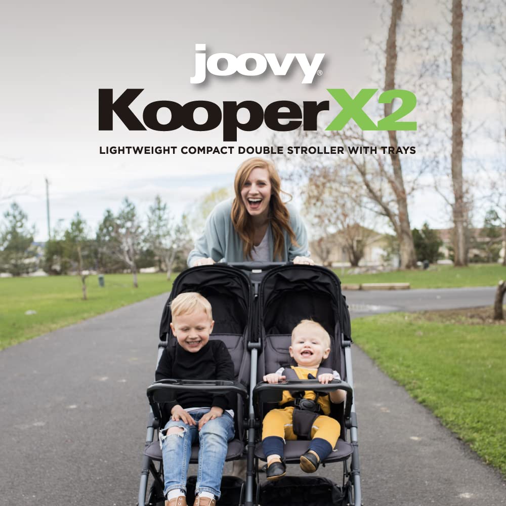 Kooper X2 Lightweight Compact Double Stroller With Trays - Black