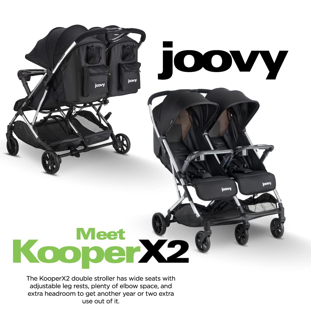 Kooper X2 Lightweight Compact Double Stroller With Trays - Black