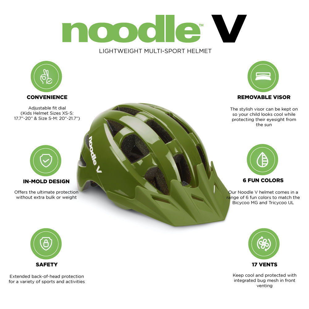 Noodle V Kid’s Multi-Sport Lightweight Helmet - Greenamole