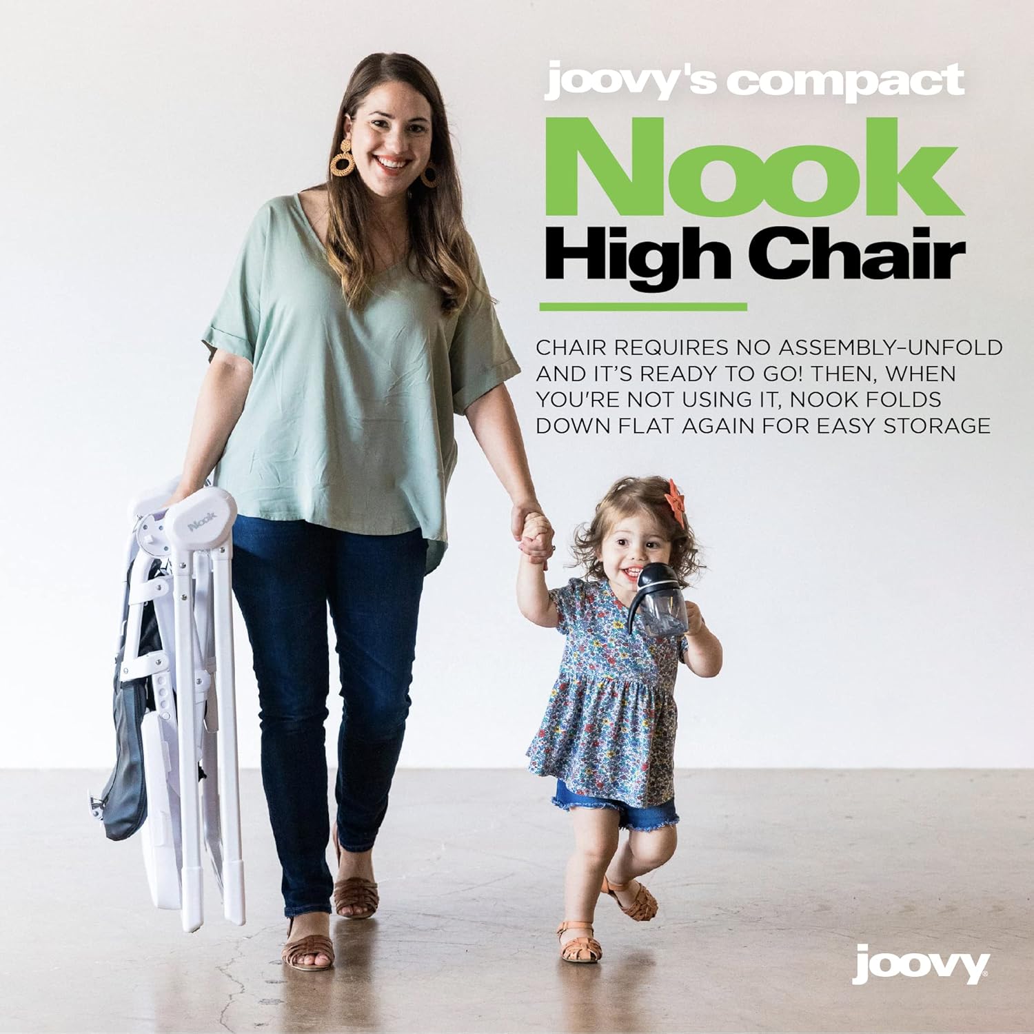 Nook Highchair Compact Fold Swing Open Tray - Black
