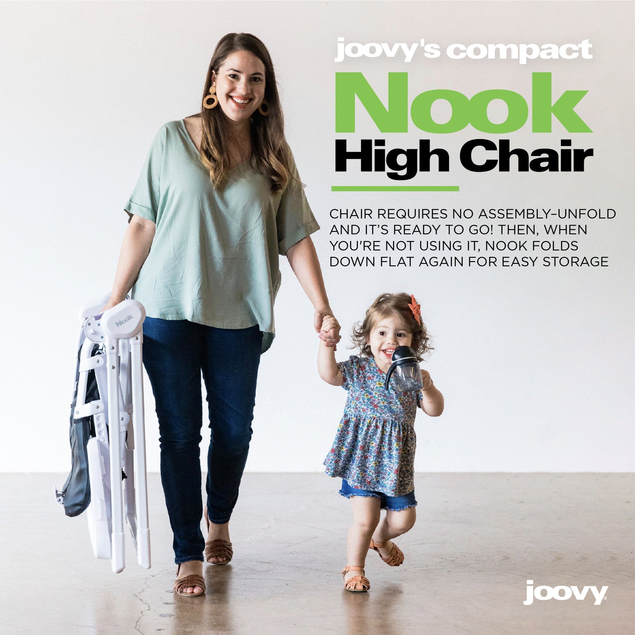 Nook Highchair Compact Fold Swing Open Tray - Turquoise