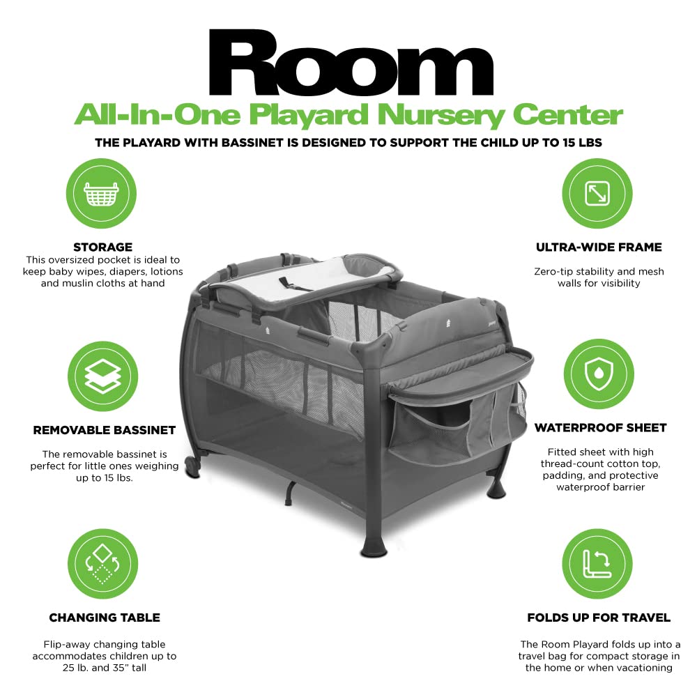 Room All-In-One Playard Nursery Center Changing Table Bassinet - Charcoal
