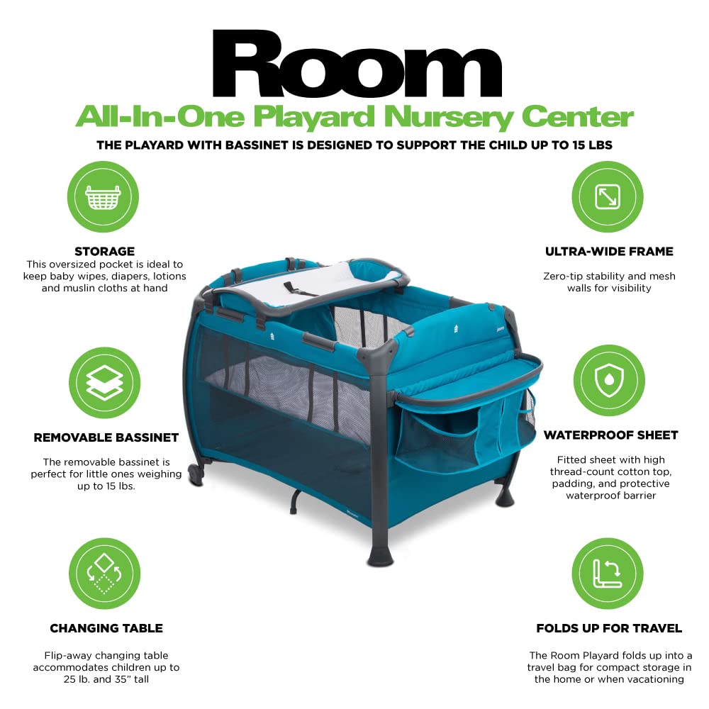 Room All-In-One Playard Nursery Center Changing Table Bassinet - Turquoise