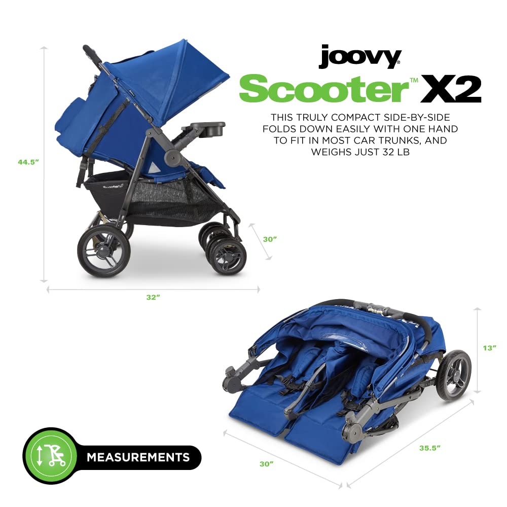 Scooter X2 With Child Tray Side By Side Double Stroller - Blueberry