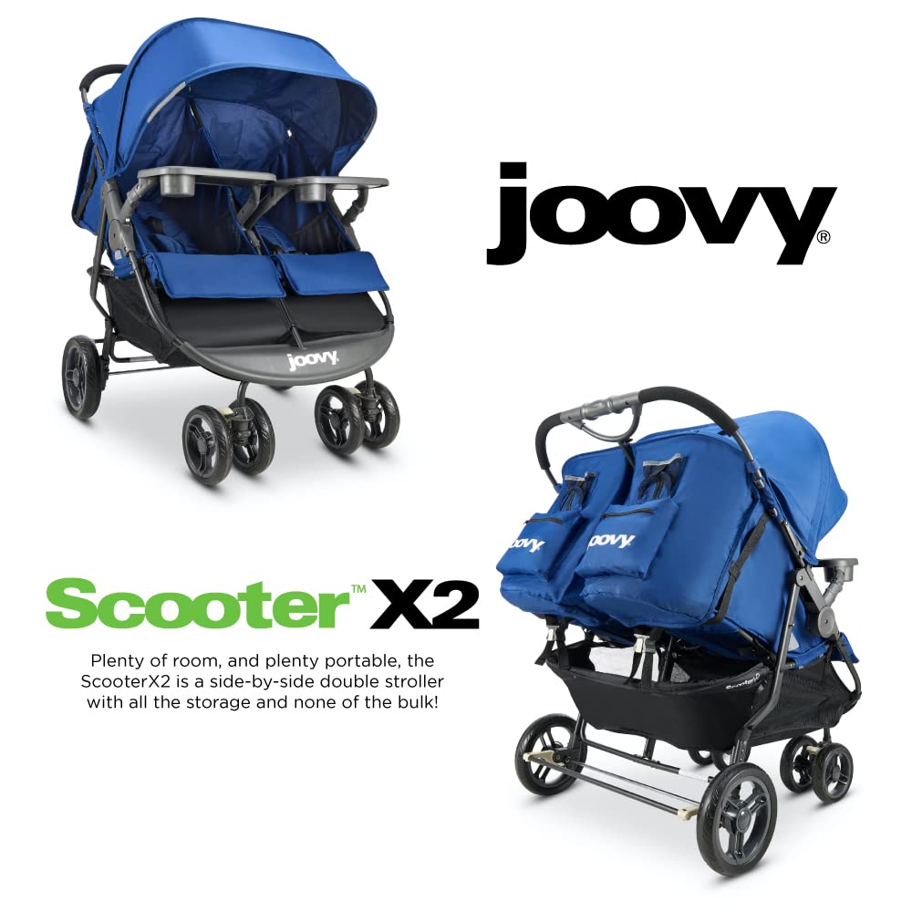 Scooter X2 With Child Tray Side By Side Double Stroller - Blueberry