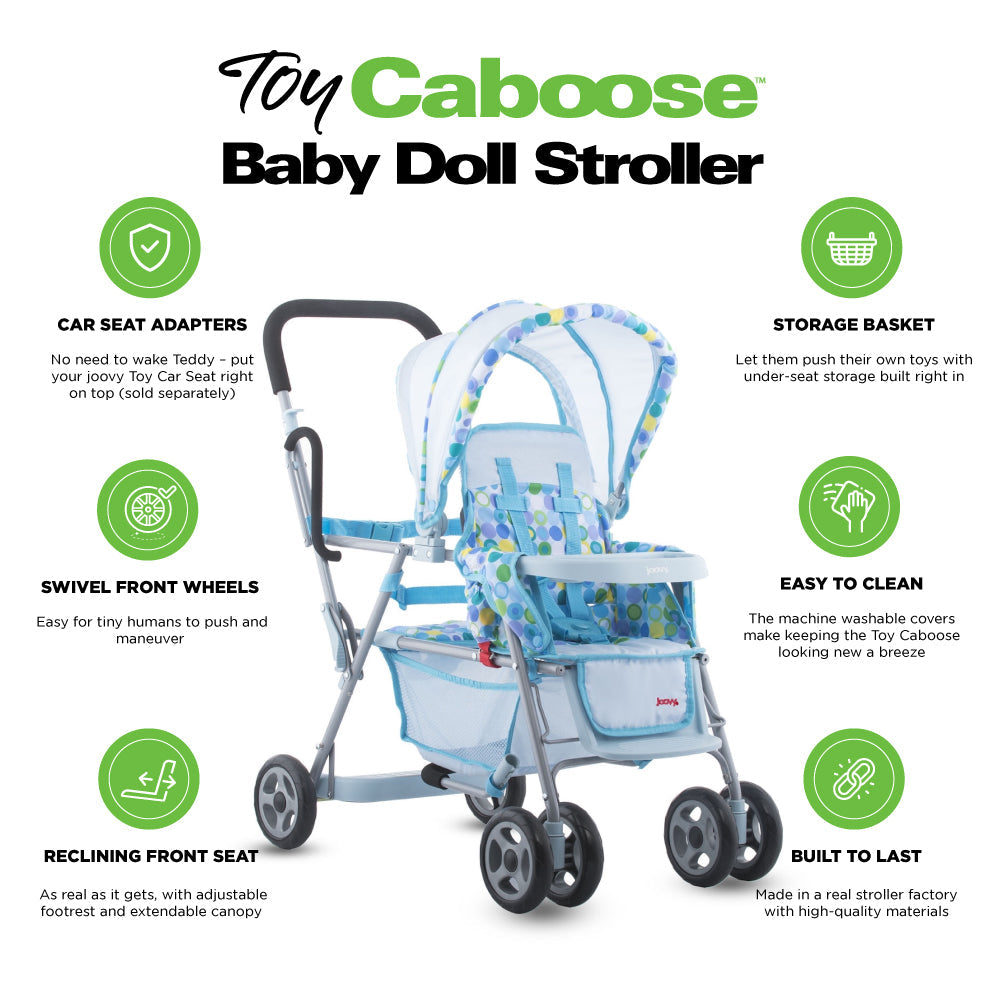 Toy Caboose Baby Doll Stroller - Blue