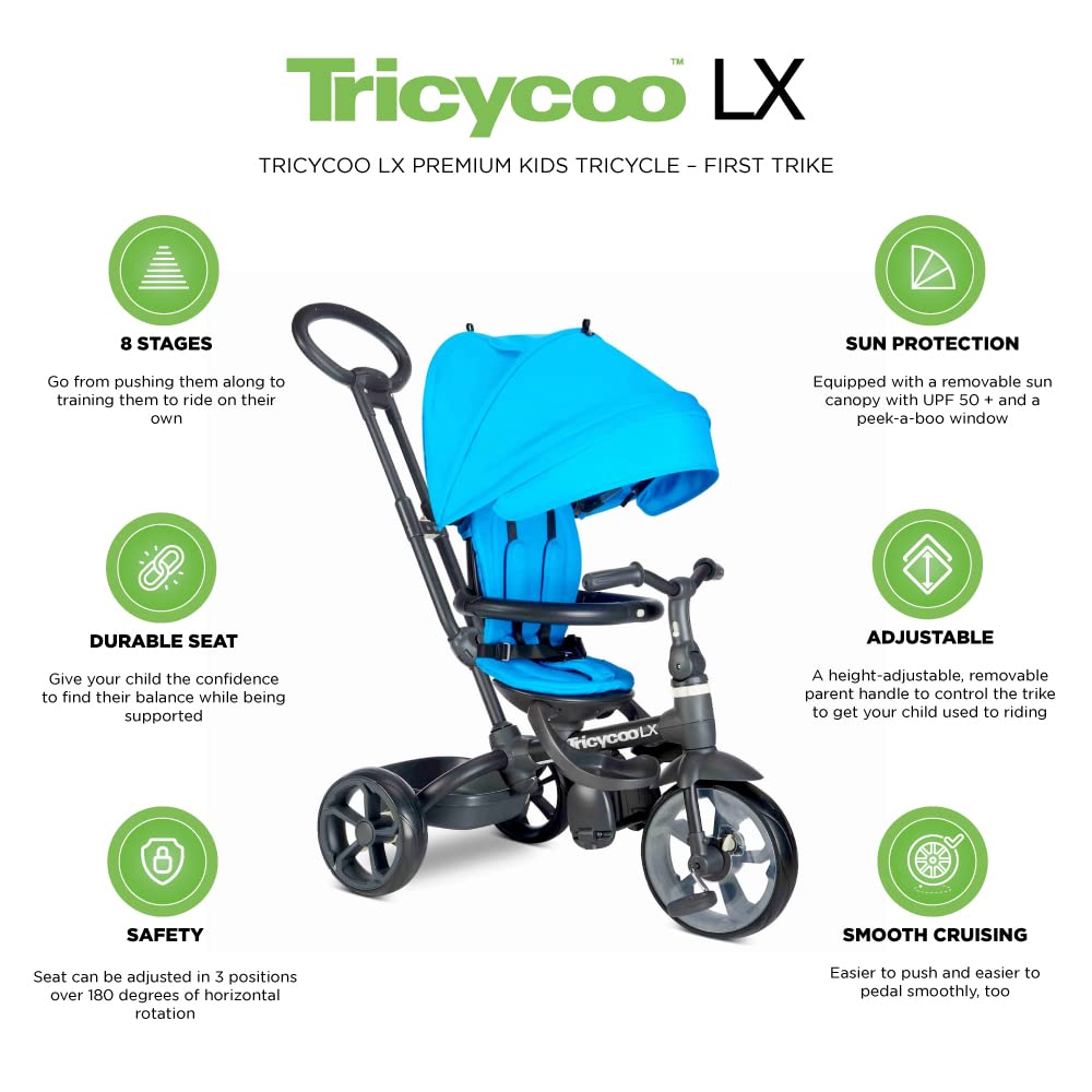 Tricycoo LX Premium Kids Tricycle First Trike - Glacier