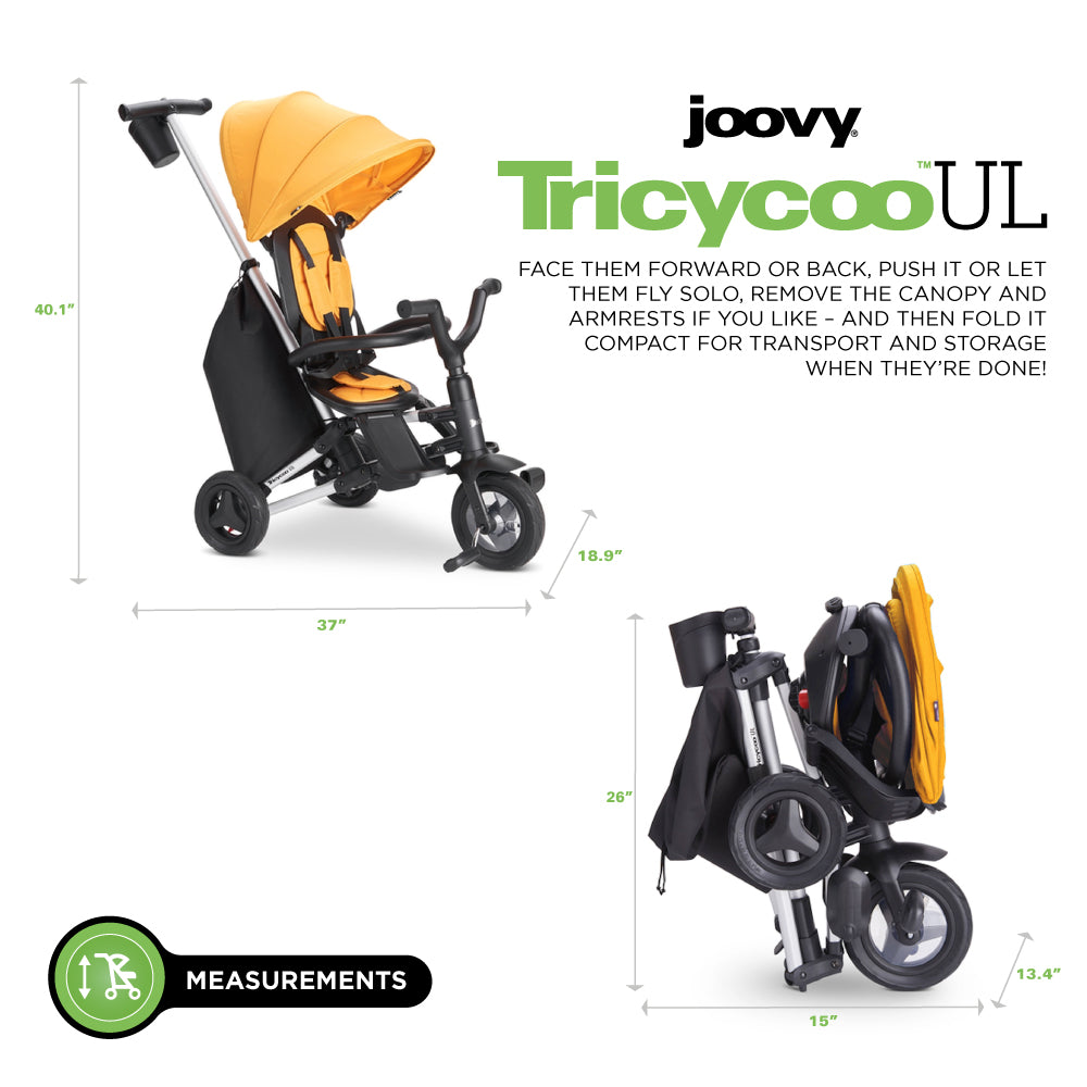 Tricycoo UL Kids Tricycle – Lightweight Compact Fold - Goldy