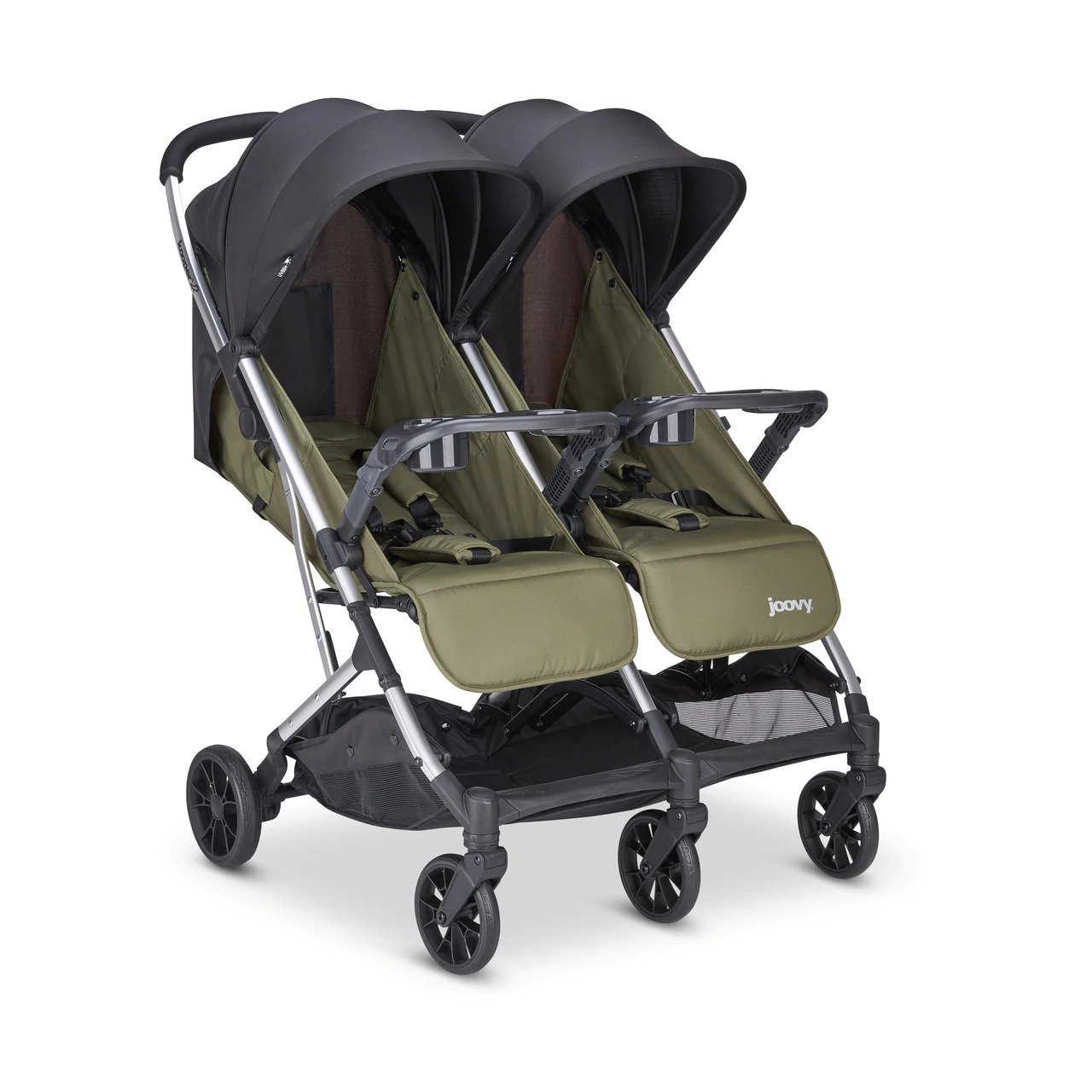 Kooper X2 Lightweight Compact Double Stroller With Trays - Olive