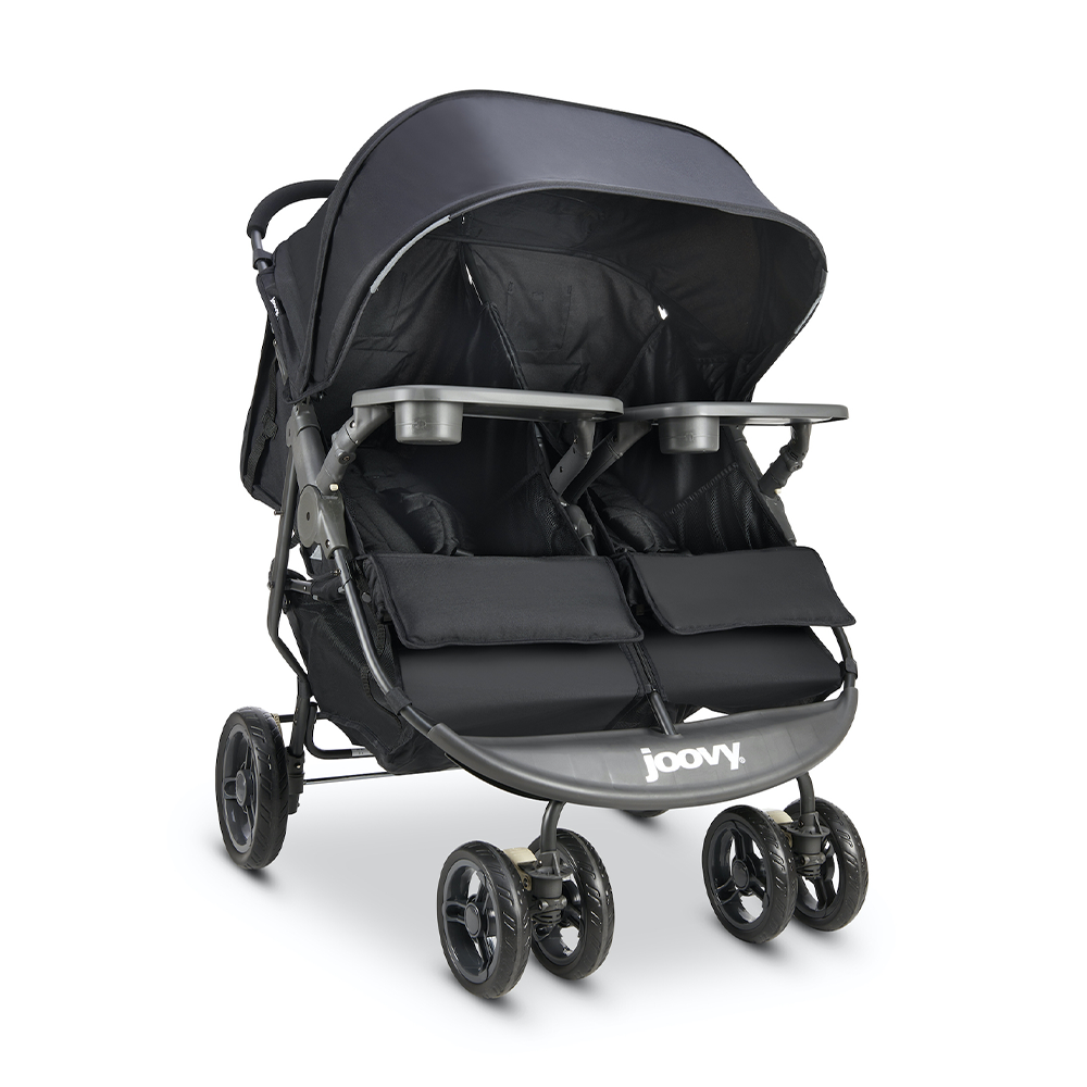 Scooter X2 With Child Tray Side By Side Double Stroller - Black